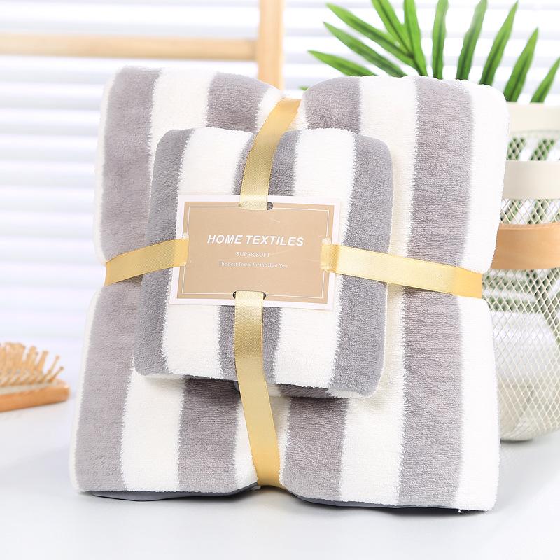 Coral Fleece Hemming, Wide Strip Towel, Towel Combination, Mother and Child Towel, High-density Water Absorption, Enlarged and Thickened