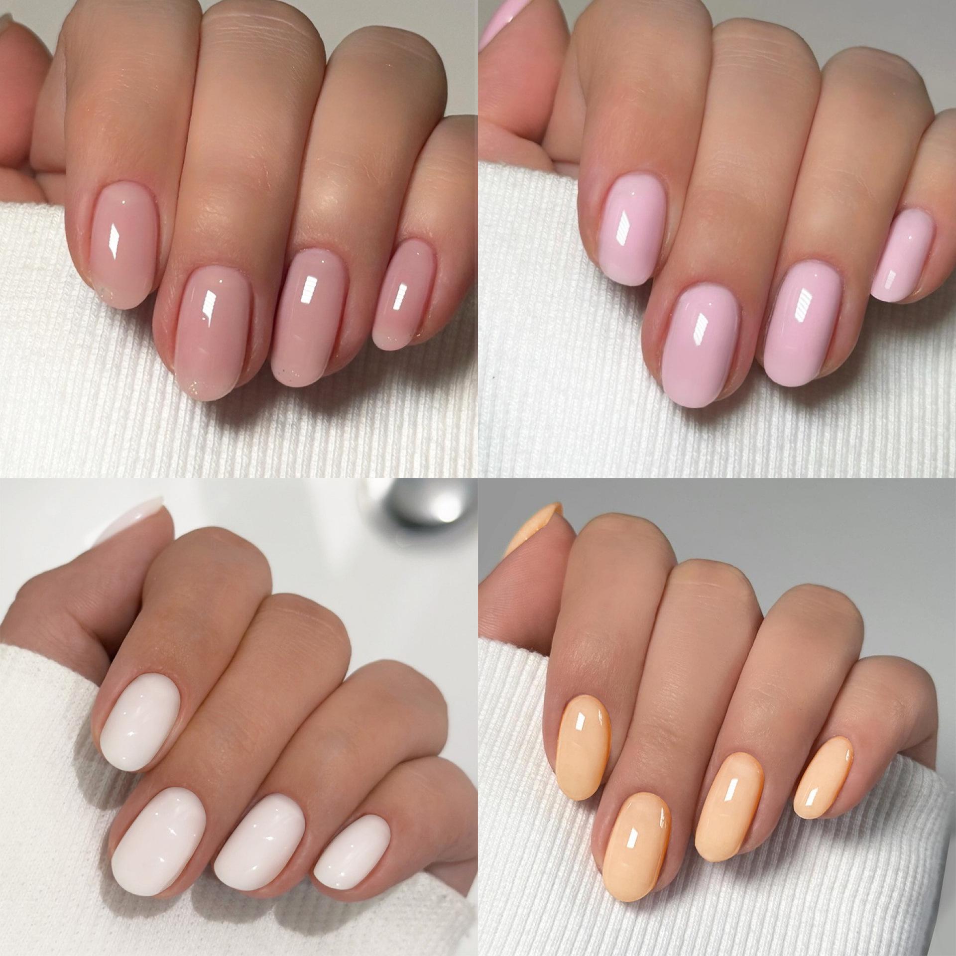 

Summer Marble Solid Color Short Oval False Nails - 24 Pieces for Women