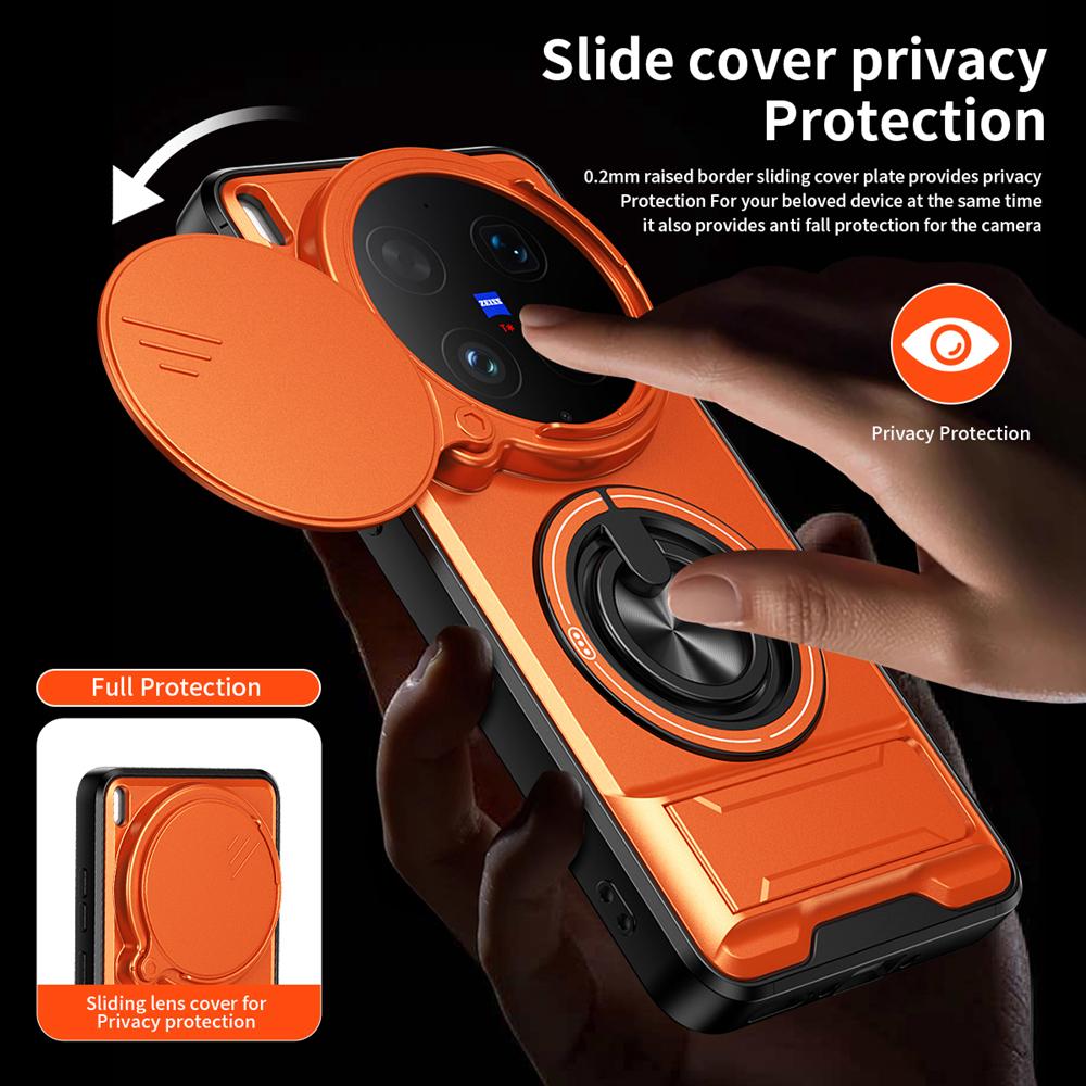 KEYSION Magnetic Phone Case for VIVO X300 Ultra 5G Slide Camera Lens Protection Upright Stand 360° Ring Shockproof Back Cover