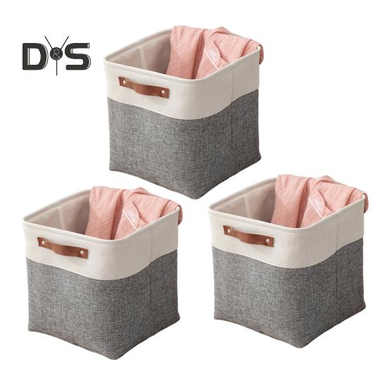 3Pcs Storage Baskets with Reinforced Handle Large Capacity Foldable Design Multipurpose Toys Clothes Storage Organizers