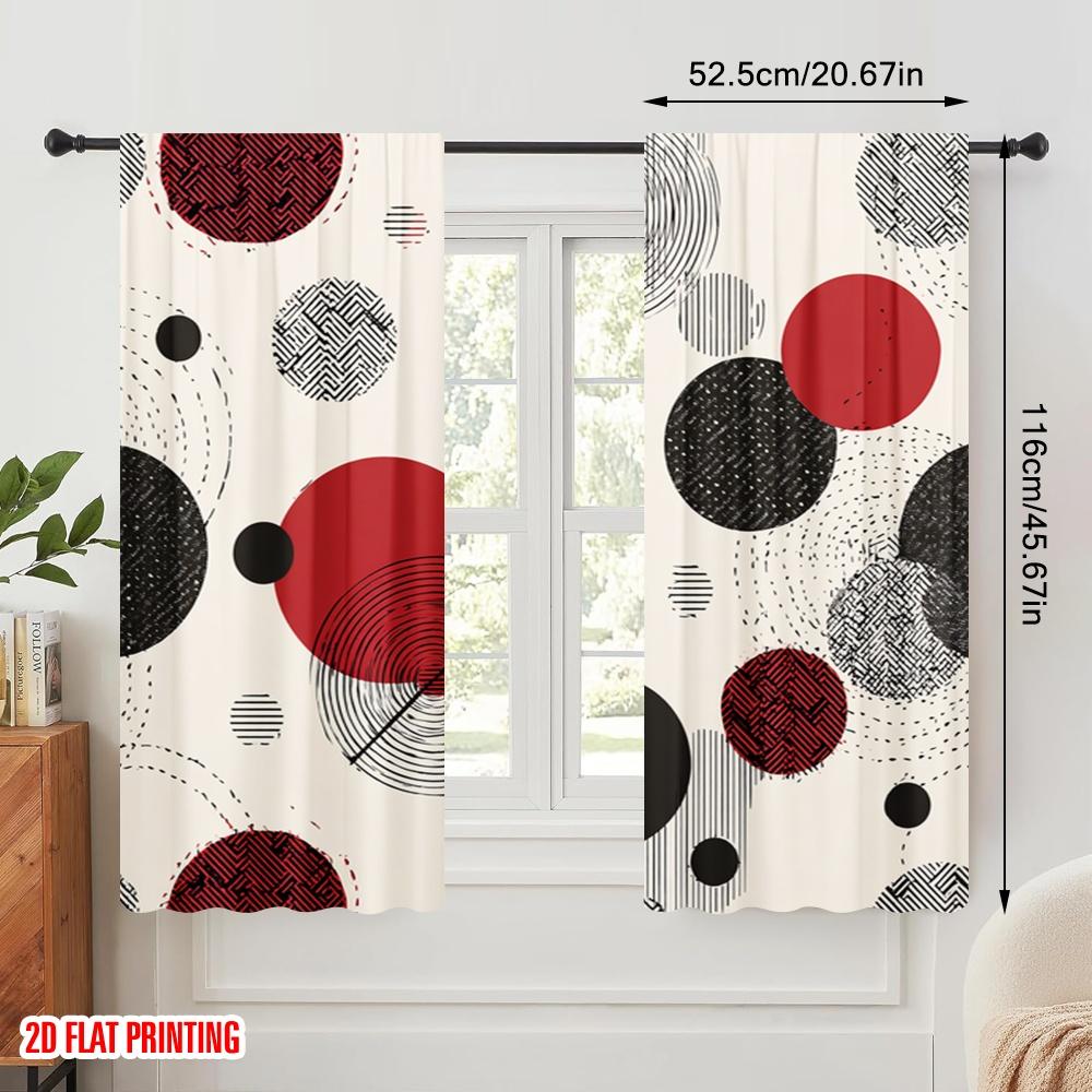 2pcs,2D Plane Printing Curtains&Window Treatment Geometric Circle Fusion Polyester Woven (without Rod) Art Deco Festive for