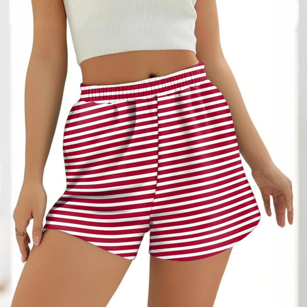 Ladies Casual Fashion High Waist Floral Elasticated Waist Shorts