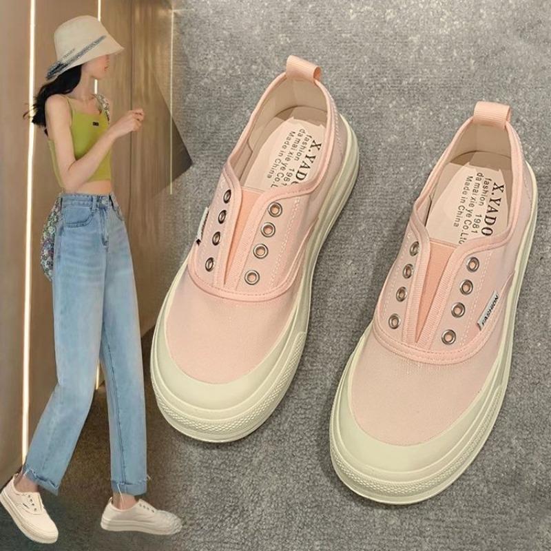 One-pedal women's shoes black student sports shoes casual trend breathable low-top shoes children's new canvas shoes