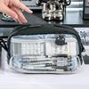Zipper 4 Compartments Pencil Case Minimalist Portable Handle Storage Pouch  Student