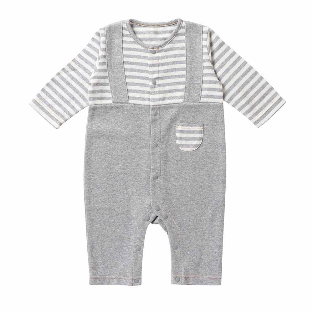 

Cream de Coco Made in Japan Knit Overalls Newborn Baby Warm Boys and Denim-Style Coverall, Clothes, Striped, 70cm/80cm, Autumn/Winter Material, Knit, серый