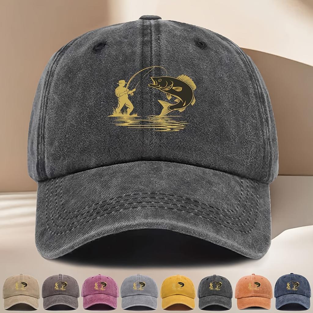 FishingThemed Baseball Cap with Curved Brim Suitable for All Wear Sporty Outdoor Hat for Fishing Trips Daily Use Parties