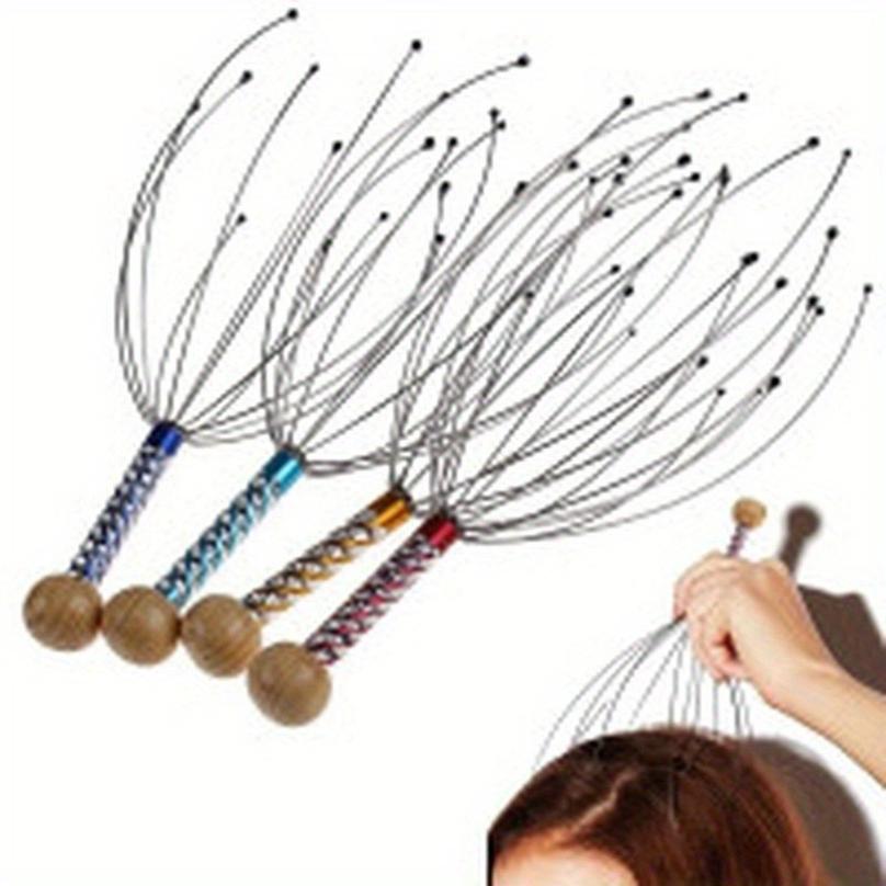 1 Pcs New Octopus Head Massager Scalp Relaxation Relief Muscle Tension Tiredness Metal Head Massager Instrument(Random Color)