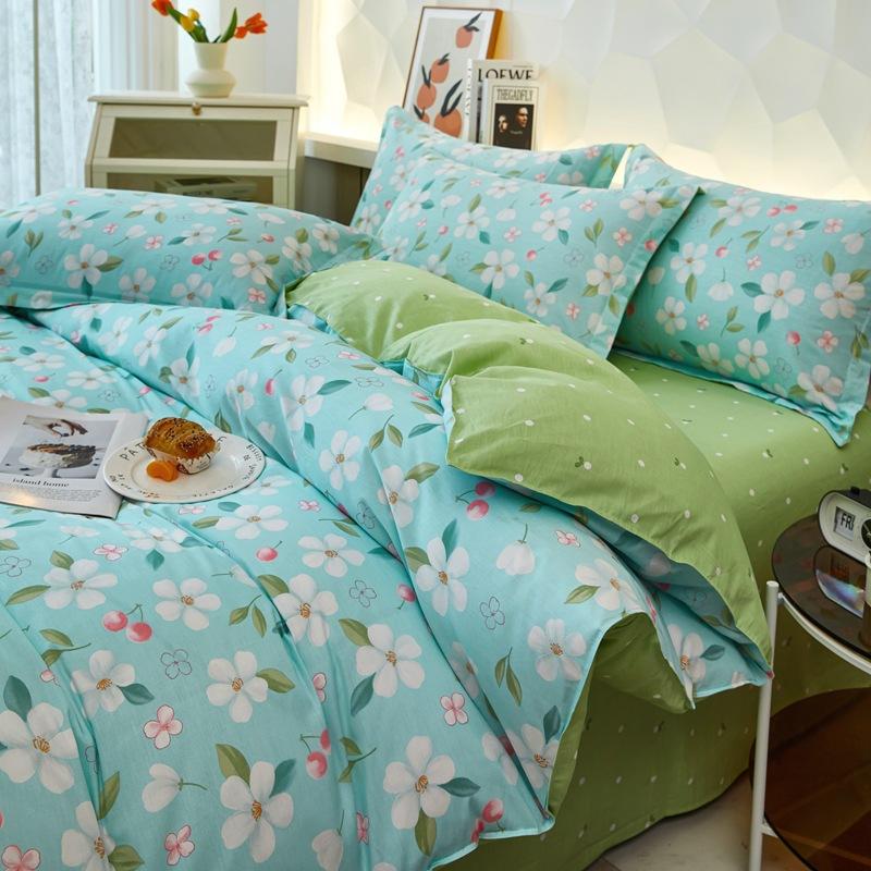 Printed Pure Cotton Student Dormitory Three-piece Four-piece Single Quilt Cover Sheet Pillowcase Duvet Cover