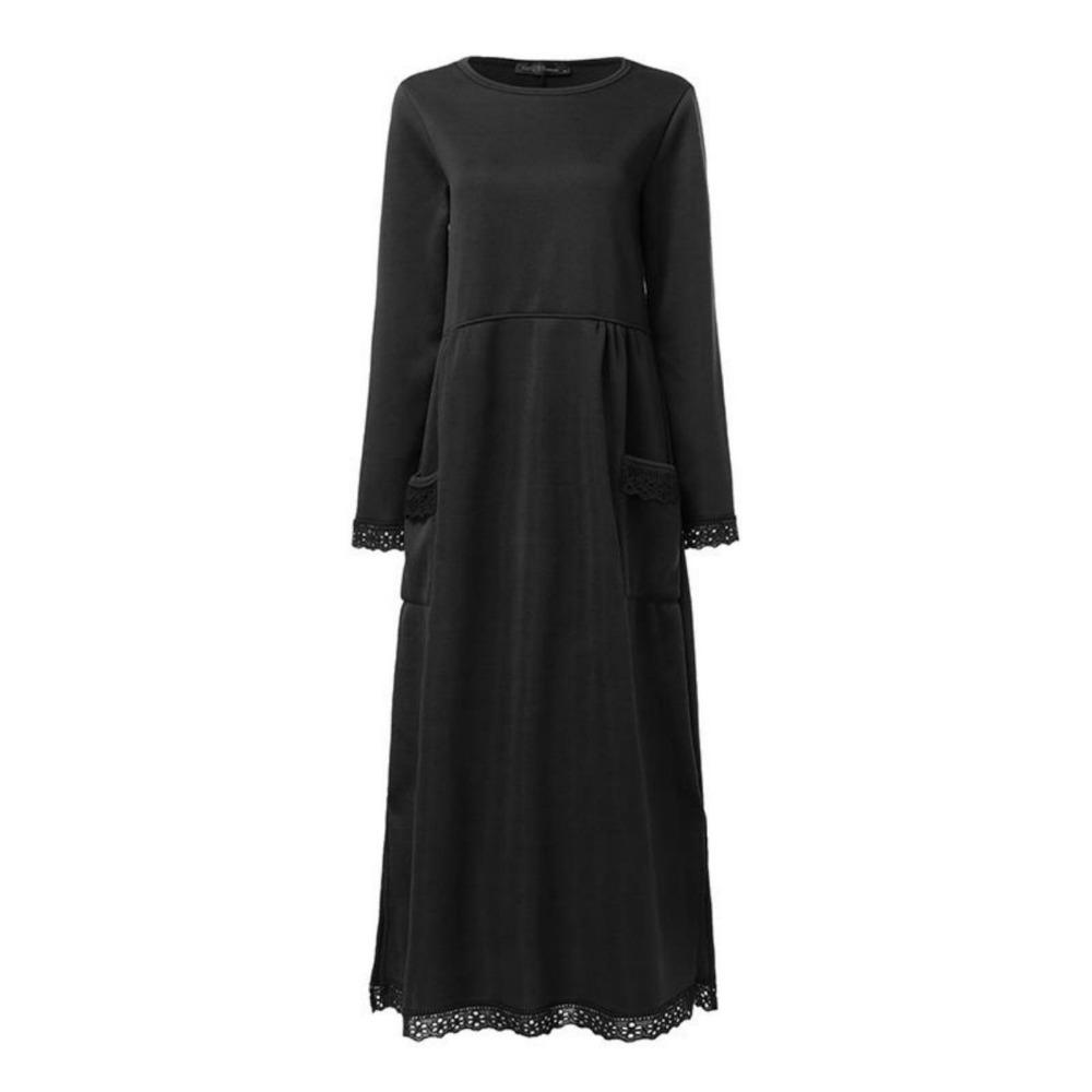 LYRIA New Autumn and Winter Loose Long Skirt Plus Velvet Sweatshirt Casual Dress Women Fashion Solid O Neck Long Sleeve Holiday Dress 5XL