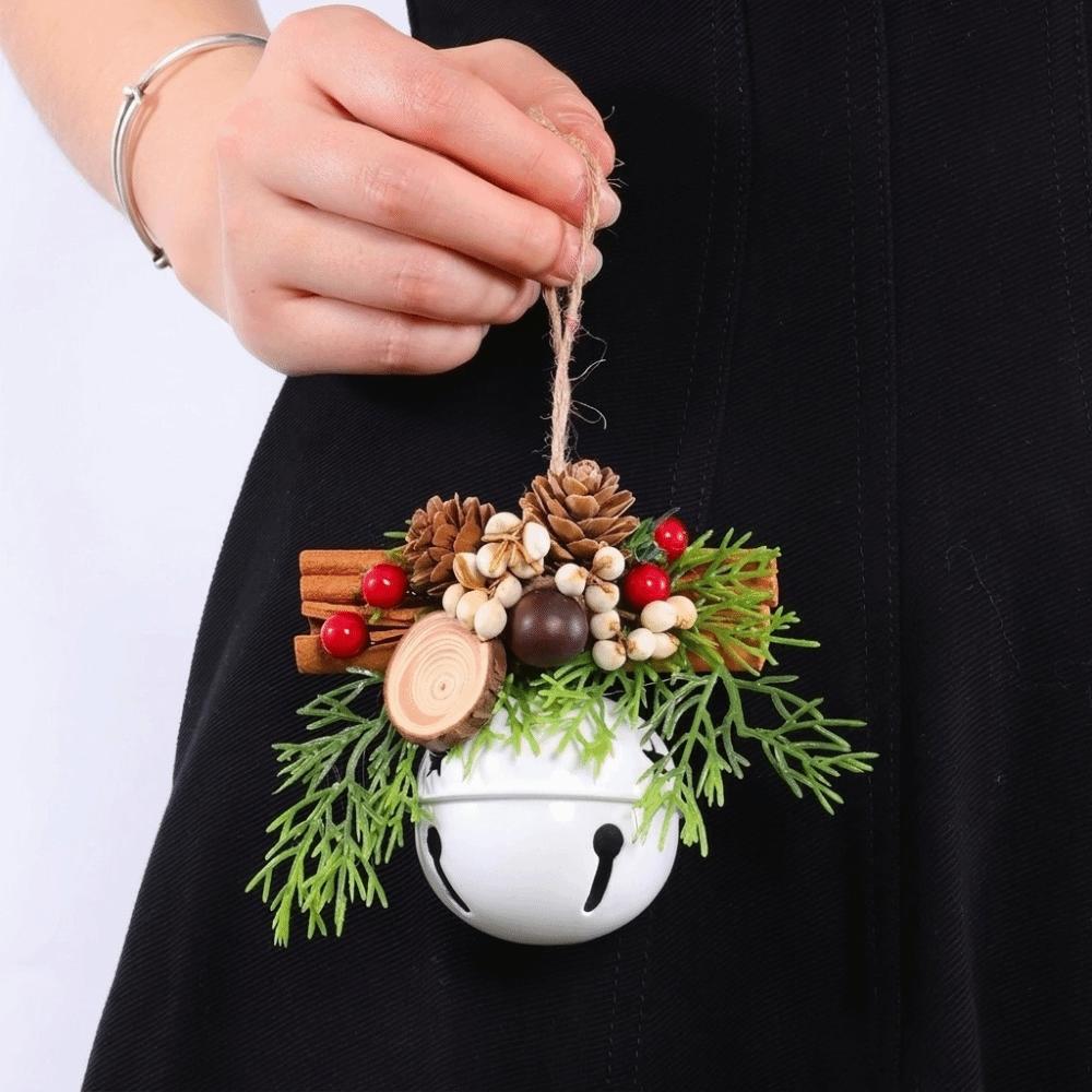 Velvet Bow Christmas Wreath Metal Bell Xmas Tree Hanging Ornaments Vintage Door Garland  Indoor