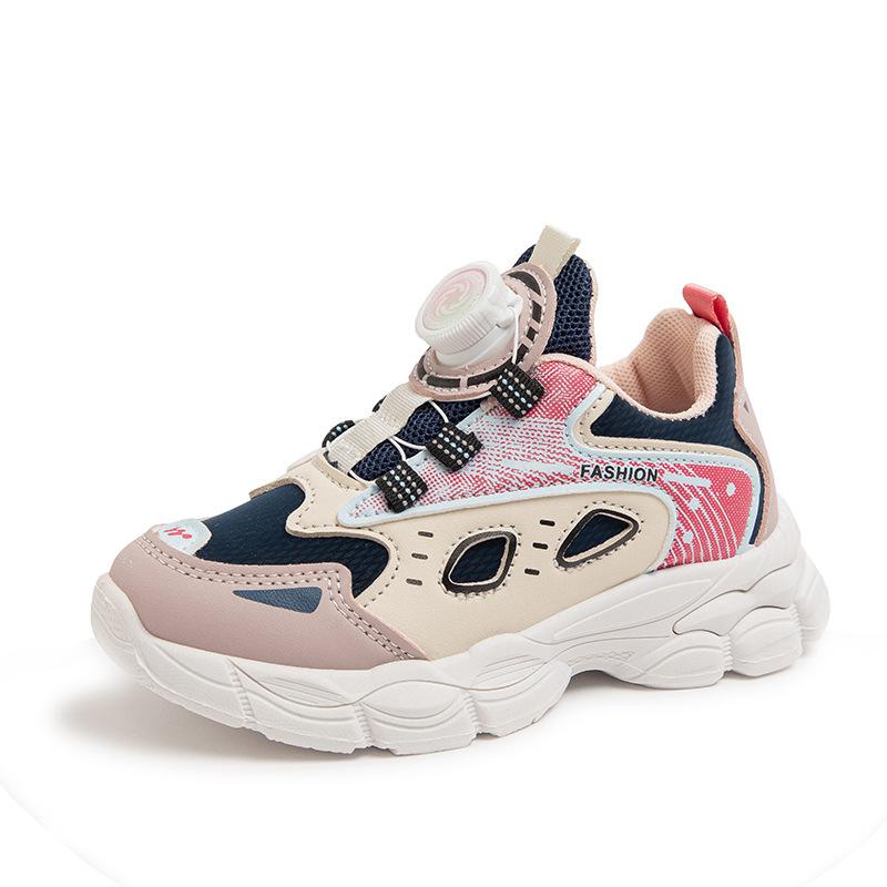 

Girls sneakers autumn 2025 new children s dad shoes breathable boys running shoes rotating button casual shoes 27-32 yards, 6 pairs in one hand розовый