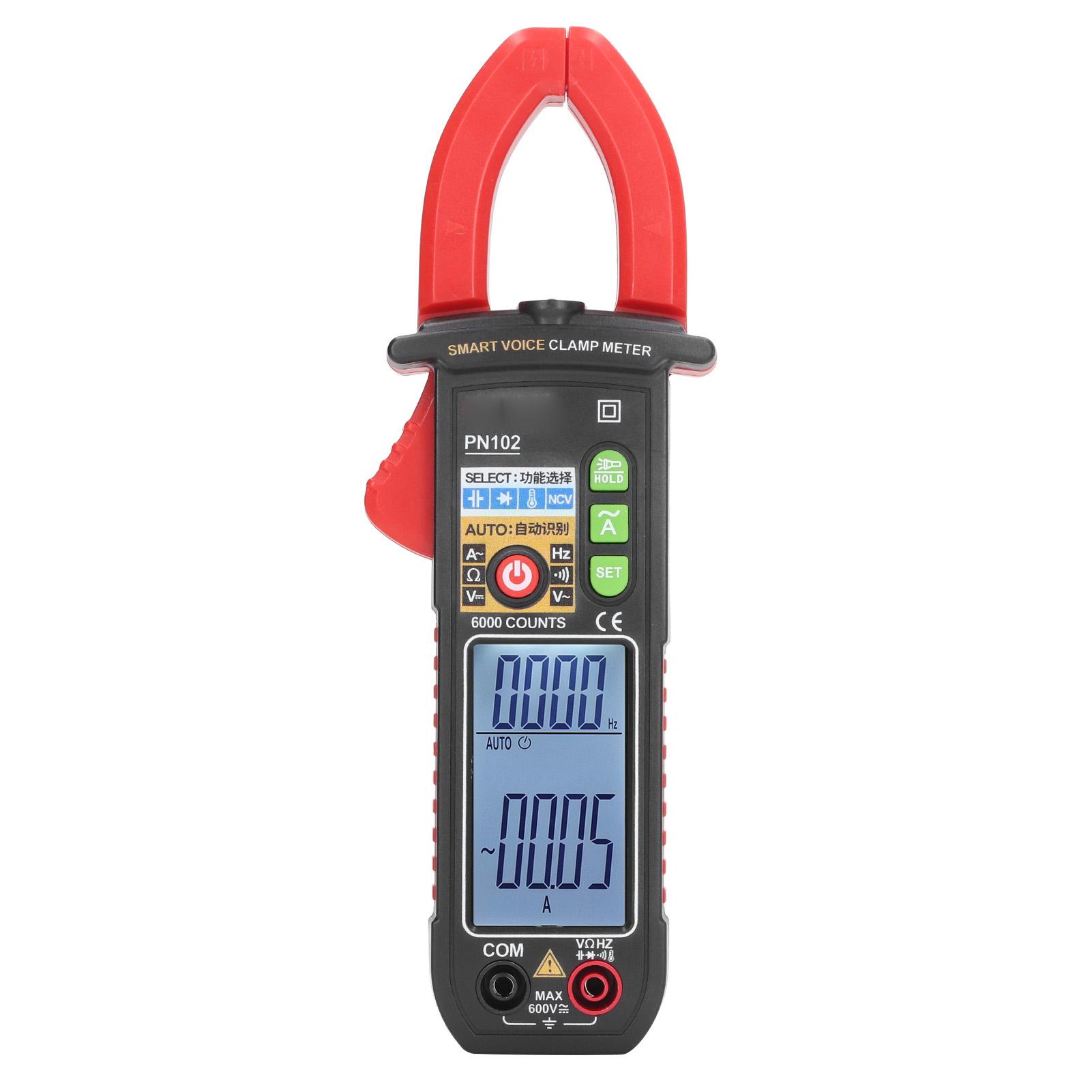 

6V to 600V Clamp Meter Voice Broadcast Multimeter Tester Auto Ranging AC DC Current Voltage Meter for Electricians