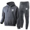 Men's Casual Autumn/Winter Hooded Set - Trendy Plus Velvet Hoodie & Sweatpants Two-Piece Set