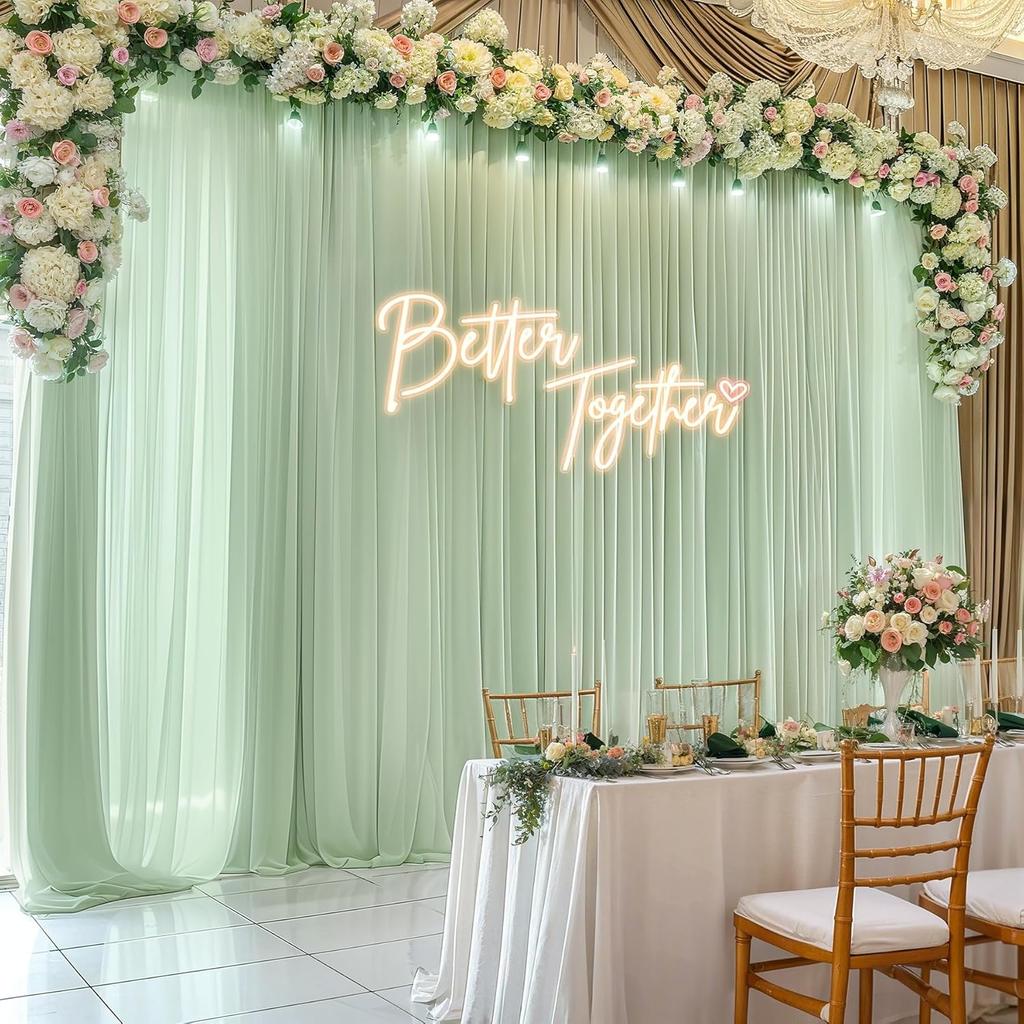 2 Panels Sheer Curtains Chiffon Backdrop Curtain Wedding Arch Drapes Outdoor Tulle Fabric Curtains for Living Room Luxury Decor