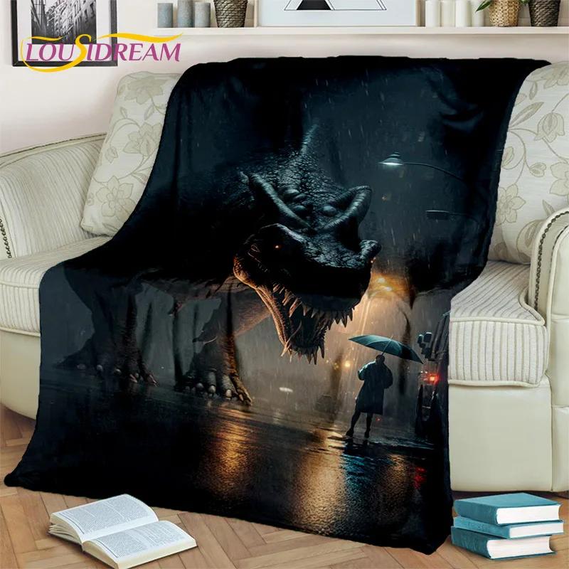 Jurassic Park Dinosaur 3D Cartoon Blanket,Flannel Throw Blanket for Home Bedroom Bed Sofa Picnic Office Hiking Leisure Nap Gift