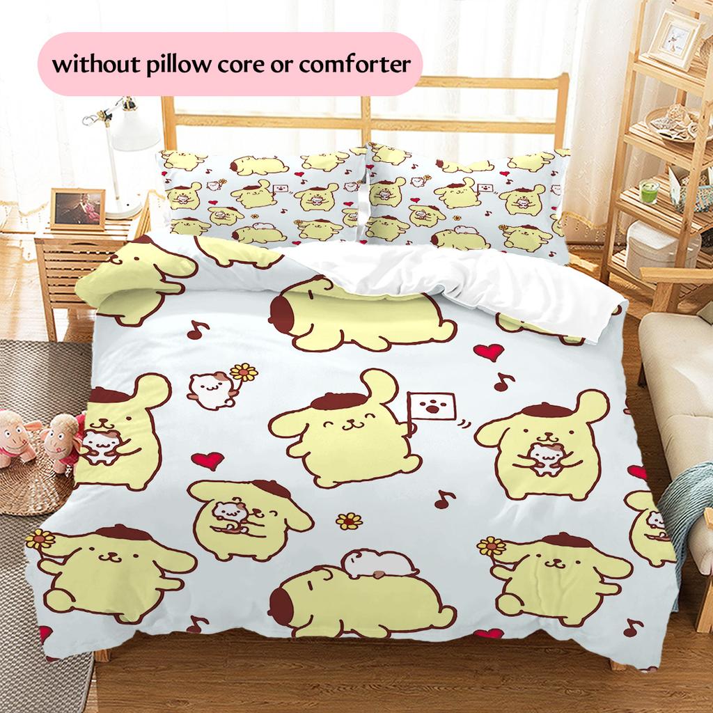 Pompompurin Muster Bettwäsche Bettdecke Set Heimdekoration Geschenk (1 Bettbezug + 2 Kissenbezüge (ohne Füllung))