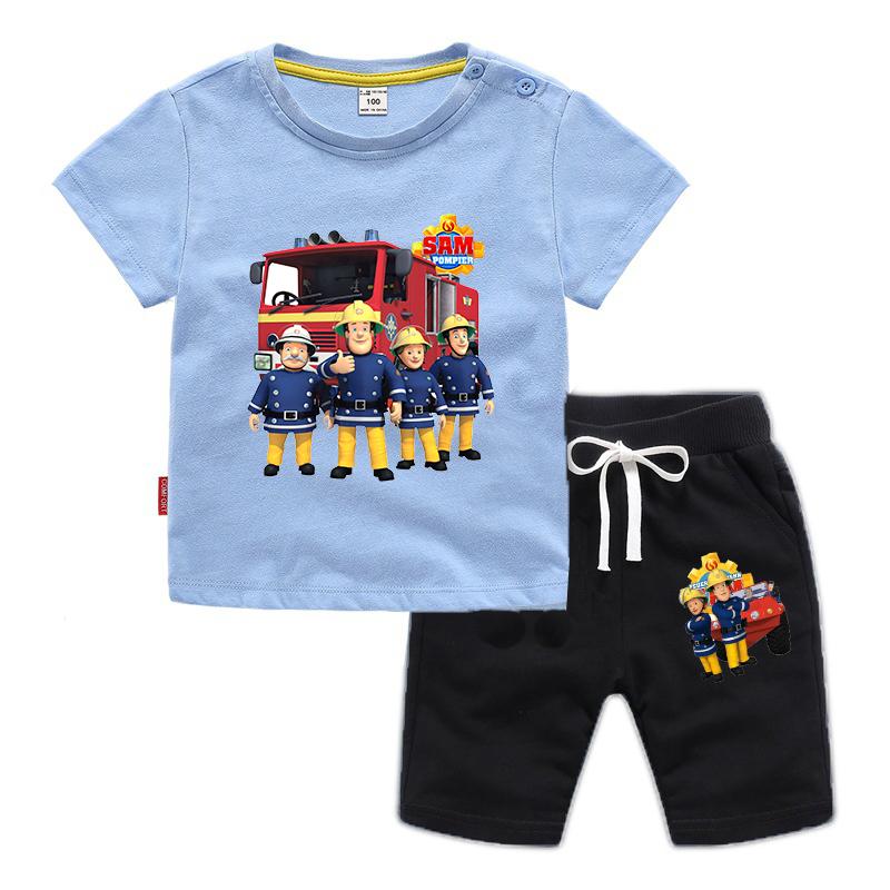 2026 Summer New Children's Cartoon Fireman Sam Printed T-Shirt