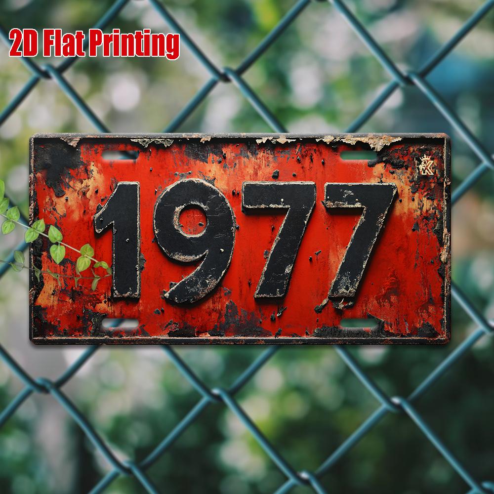 2D Flat Printing, Vintage Metal Sign, for Decorationg Only, Outdoor Wall Art, Number 1977 Aluminum Sign, for Home Decor