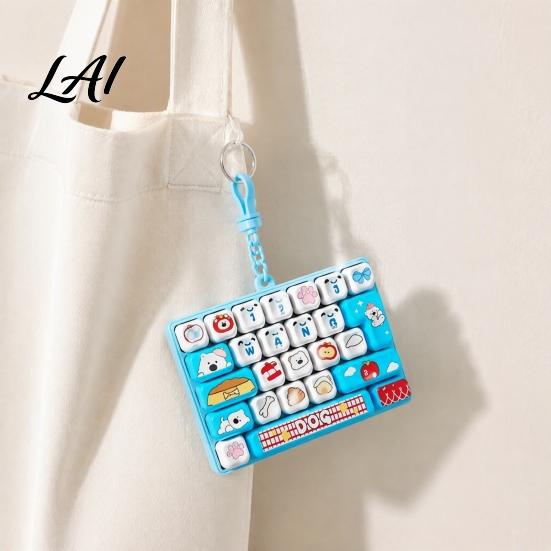 26-Key Keyboard Decor Fidget Toy Animal Theme Push Bubble Keyboard Tactile Pressing Toy Stress Relief Mini for Backpack Purse Charm