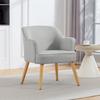 Modern Living Room Armchair Upholstered in Synthetic Linen Wooden Legs for Bedroom Office 64.5x65x79.5 cm Cream