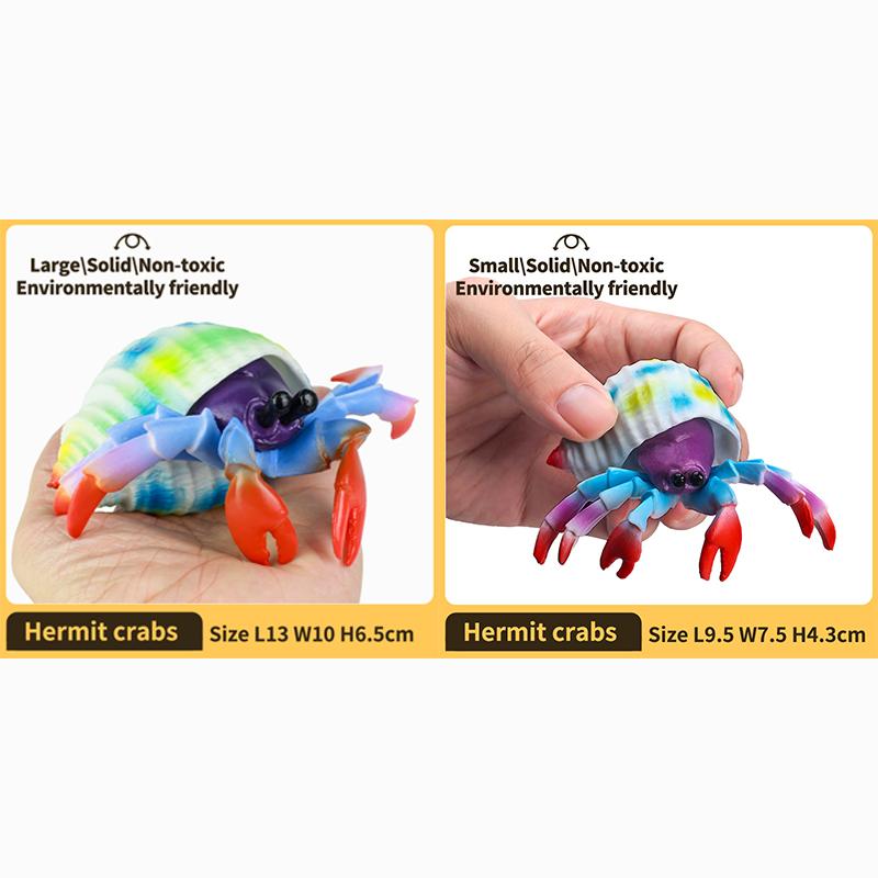 Hermit Crab Figurine Sea Life Animals Model Figure Educational Toy Boys Girls Kids Ages 18M for and Kid Friendly Entertaining Fun Play Safe