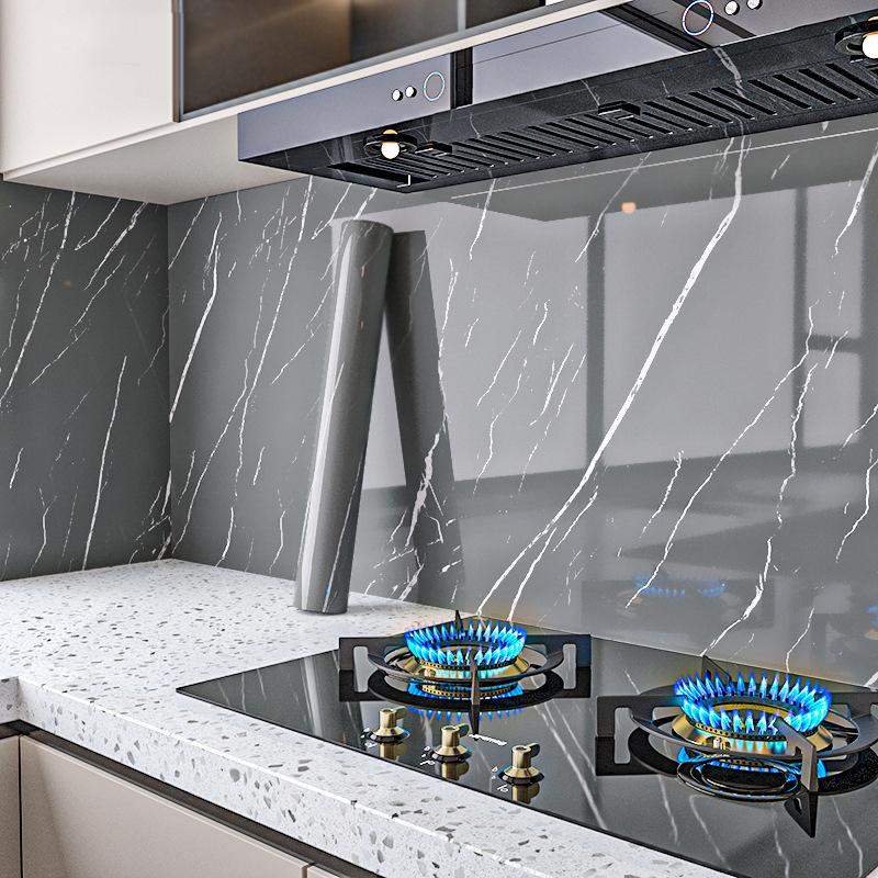 Marmor Selbstklebende Tapete Aluminiumfolie Wandaufkleber Wasserdichte Kontaktpapier Für Küche Dekorfolie Heimdeko