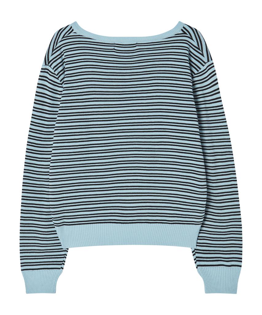 AWESOME STUDIO Classic (Stripe) V-Neck Knit Sky Blue