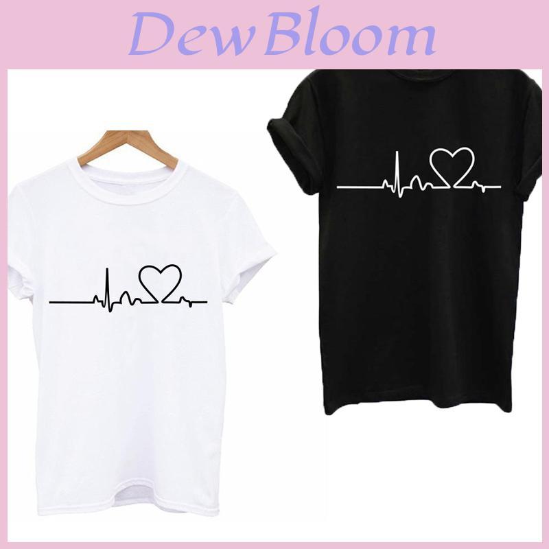 Premium Summer Women Round Neck Print T-shirt With Fashion Heartbeat Design