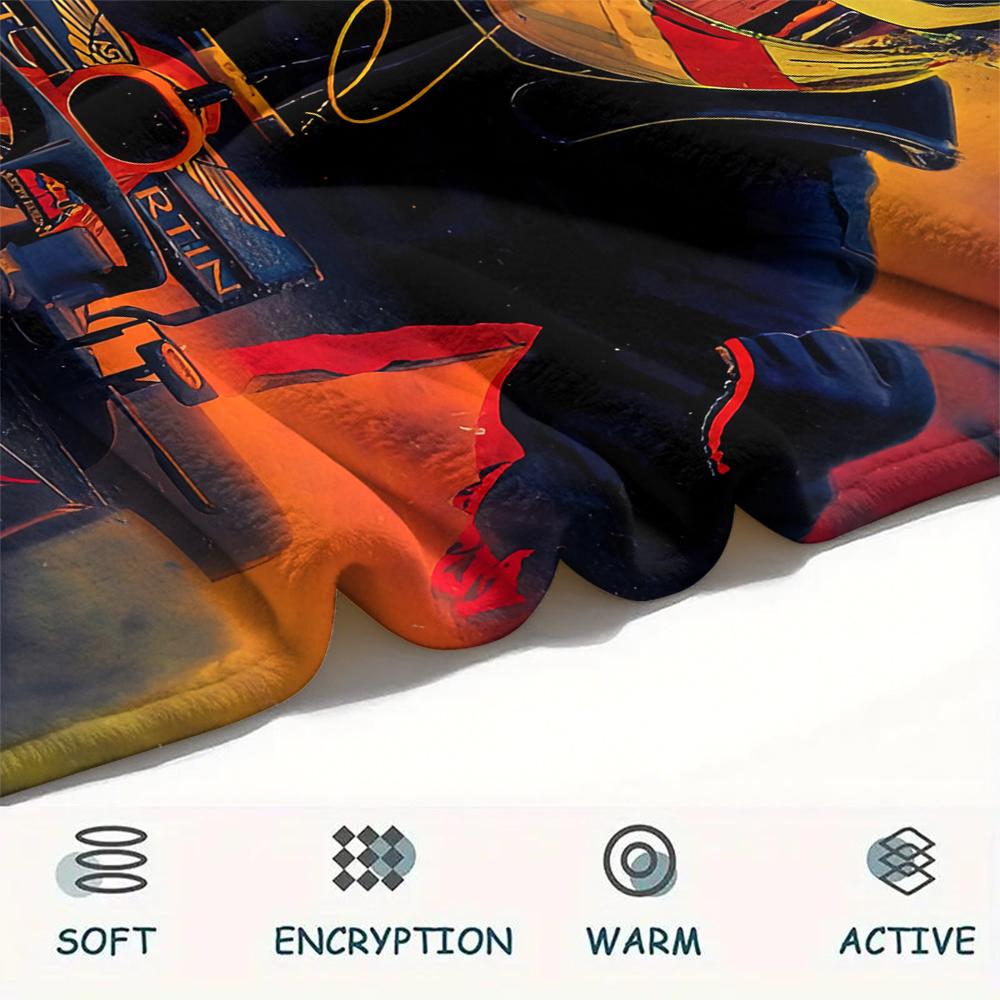 1 pièce Couverture en Flanelle Imprimée Max Verstappen, Haute qualité Toutes Saisons, Décoration d'Intérieur, Chaleur et Confort, Parfaite pour les Cadeaux de Noël
