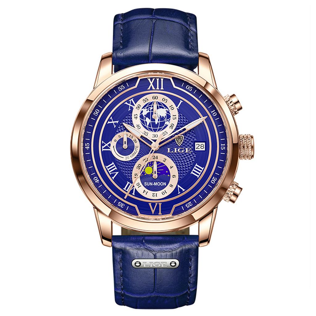 Vanntett lysende løpevekkerklokke for menn