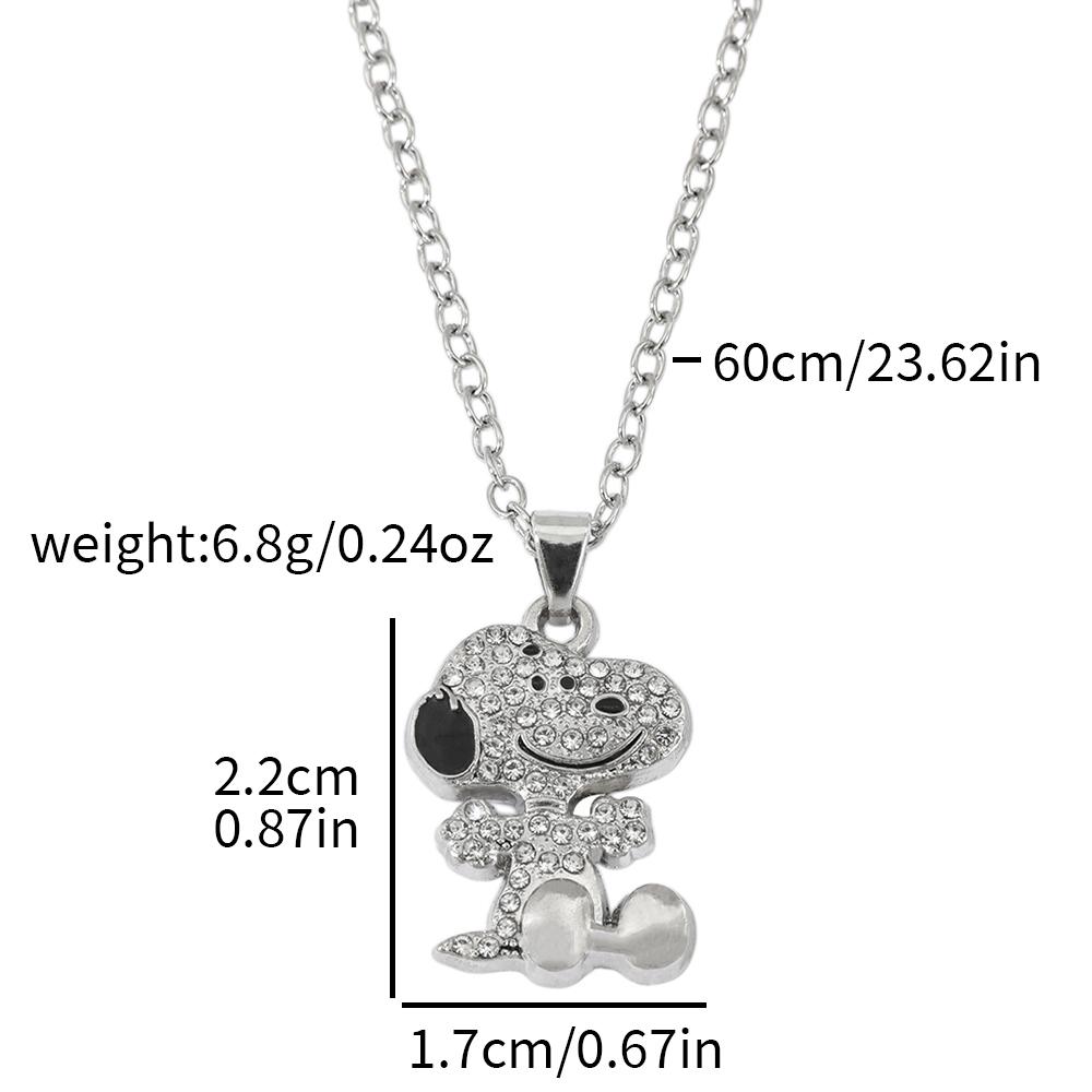 Cartoon Snoopy Full Zircon Necklace Couple Gift Pendant Cartoon Dog Clavicle Chain Valentine s Day Necklace