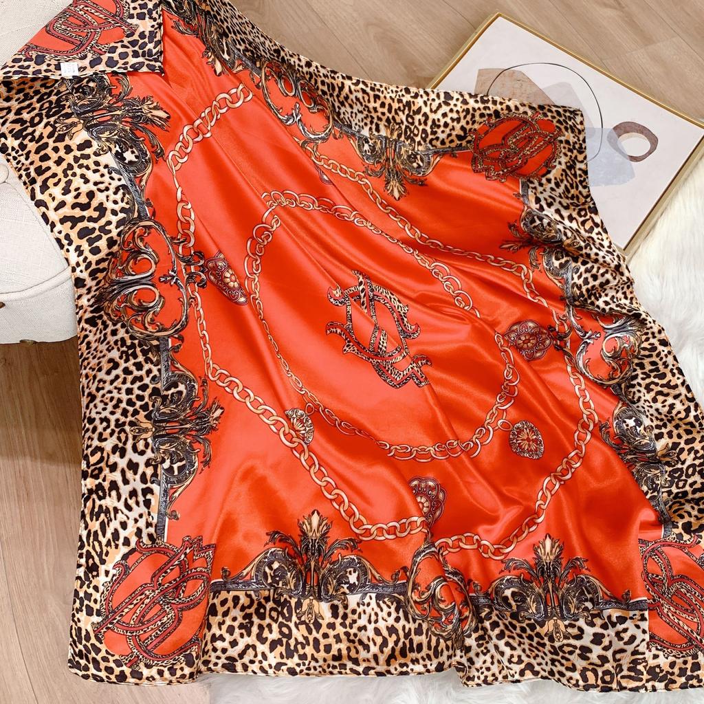 90*90cm Square Silk Scarves Women Foulard Head Office Ladies Shawl Wrap Muffler Pareo Bandanna Female Chiffon Hijab Poncho Beach