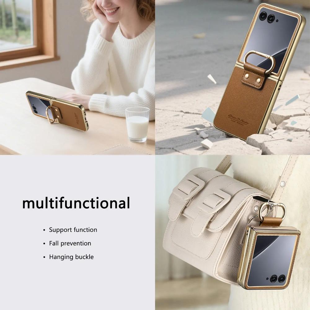 Jednoduchý Retro Ultra Tenký Pokovený Držák Prstenu Proti Pádu Pouzdro na Telefon Pro Motorola MOTO Razr 70 50 60 Ultra Protect Zadní Kryt