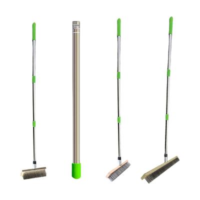 Wire Brush with Handle for Cleaning Dirt Moss Wire Brush Splicing Rod Stainless Steel Broom for Moss Pool Deck Garden