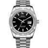 BUREI Men's Analog Quartz Watch Waterproof Simple Fashion Black Silver Night Glow Business Timepiece