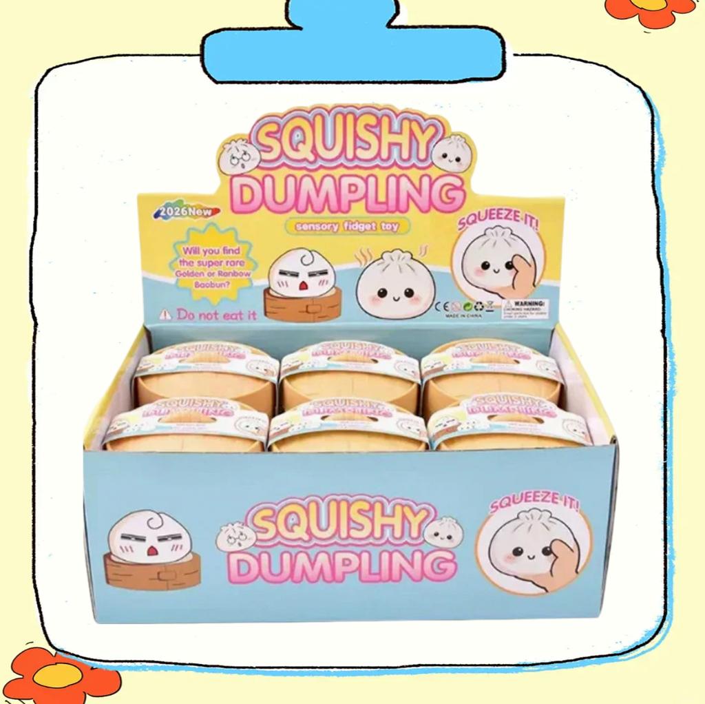 Glitter Dumplings Squishy Soft with Steamer Squishy Fidget Slow Resilience Stress Relief Sensory Ball