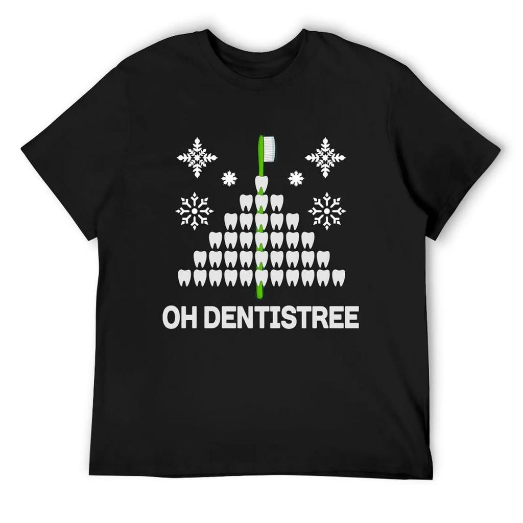 Dentist Christmas Tree OH Dentistree T-Shirt Summer 2025 Blacks Clothes Valentines Boutique Clothes Mens Funny T Shirts