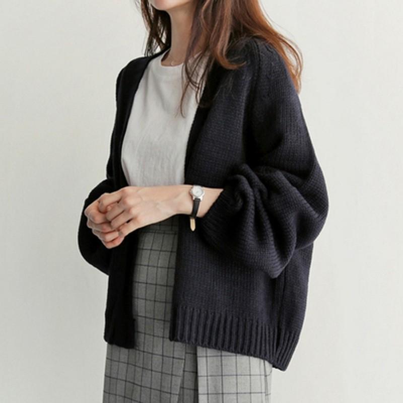 Autumn Winter Korean Loose Long Sleeve Knit Top Women Lazy Style Sweater Retro Cardigan