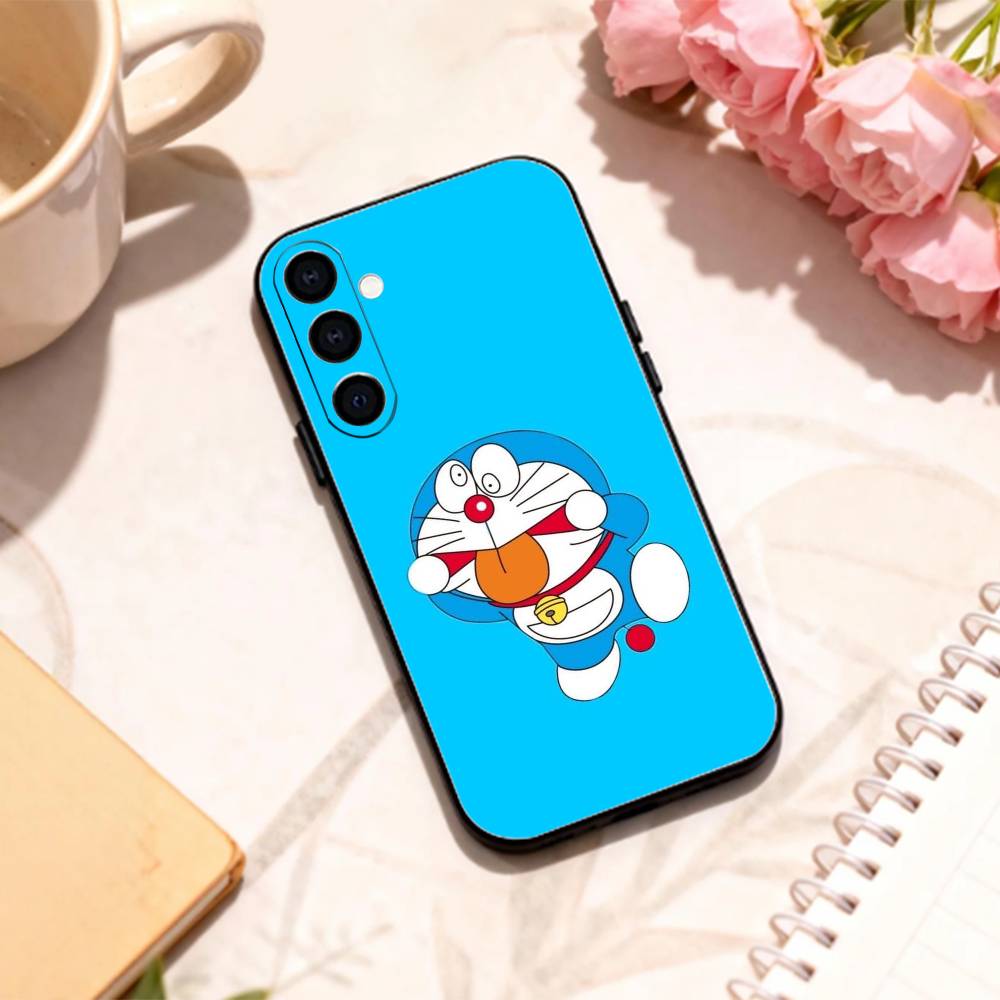 Cute Fat D-Doraemon Blue white   phone Case For Samsung Galaxy A73,A72,A71,A70,A53,A52,A51,Others Soft Black Shell