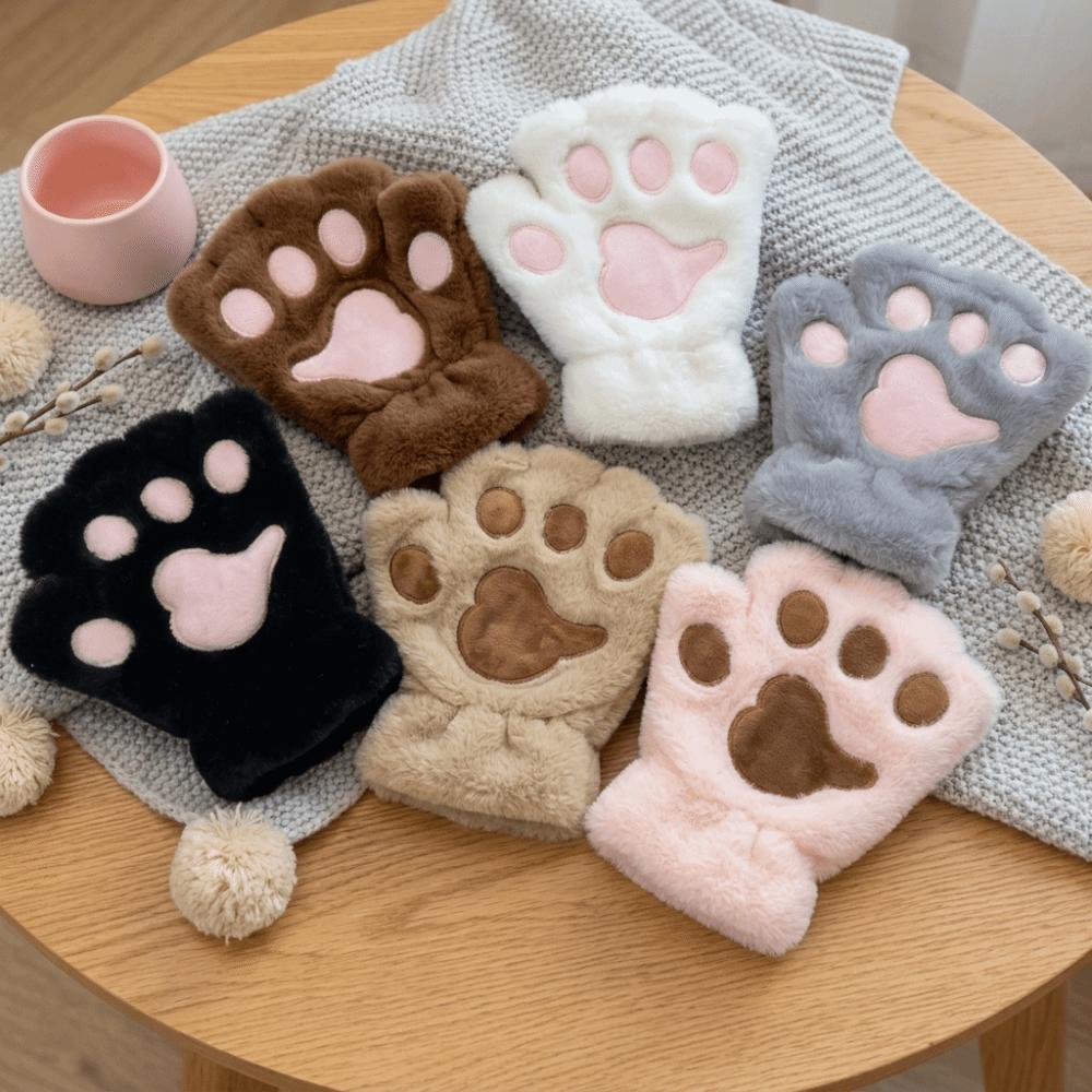 Polyester Fleece Lined Fingerless Gloves Warm Lined Winter Half Gloves For Students