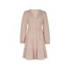 Solid Long Dress High Waist A Line Pleated Women Long Sleeve V Neck Summer