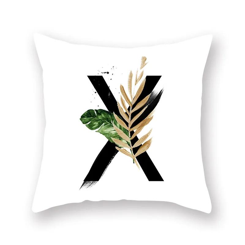 Sofa Pillow Cushion Wholesale Nordic Style Plant English Alphabet Peach Skin Pillowcase