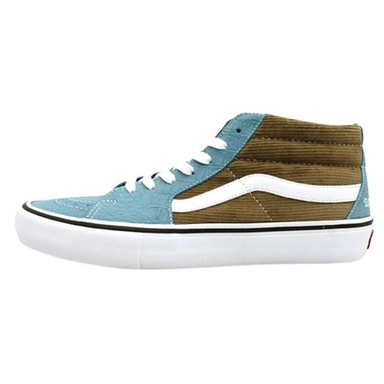 

Вельветовые кроссовки унисекс Vans Supreme x Sk8 Mid Pro Blue Aqua Light-Brown VN0A347UPUI