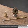 Retro Boshan Incense Burner Set: Incense Tower Mold, Seal, and Spoon for Ceremony - No Sticky Powder Sandalwood.