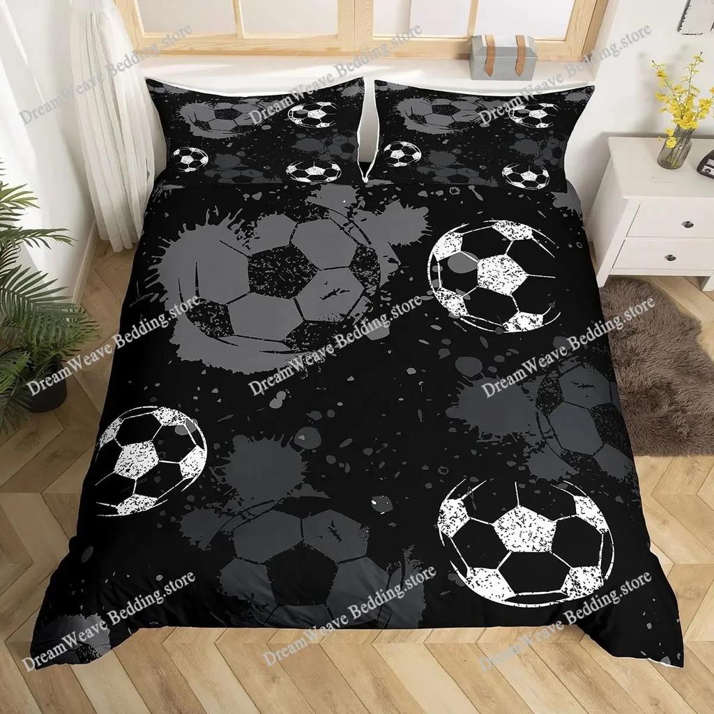 Cartoon Soccer Duvet Cover Set Printed Football Bedding Sets for Kids Boys Girls Bedroom Decor Sports Theme Comforter Cover Set9