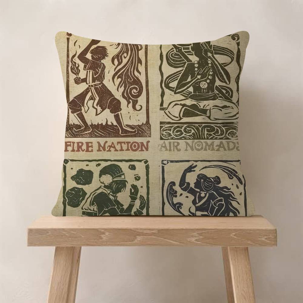 AvatarDe Legende van Aang Gezocht Retro Kussen Cadeau Huis Kantoor Decoratie Slaapkamer Bank Auto Kussenhoes Hoes x