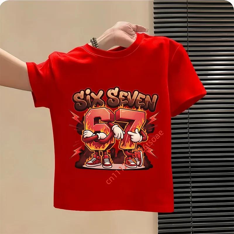 Funny Six Seven Italian Brainrot 67 Number Graphic Print TShirt BoyGirl Summer Short Sleeved Kids Loose Comfortable Tshirt Top