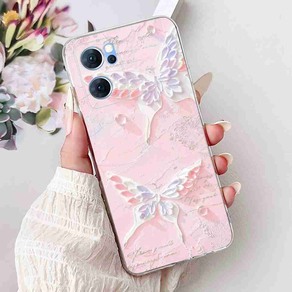 For Oppo Reno7 5G Casing Cute Cat Flower Painted Cover Soft Fundas Phone Case For Oppo Find X5 FindX5 Lite Reno 7 5G Back Cover