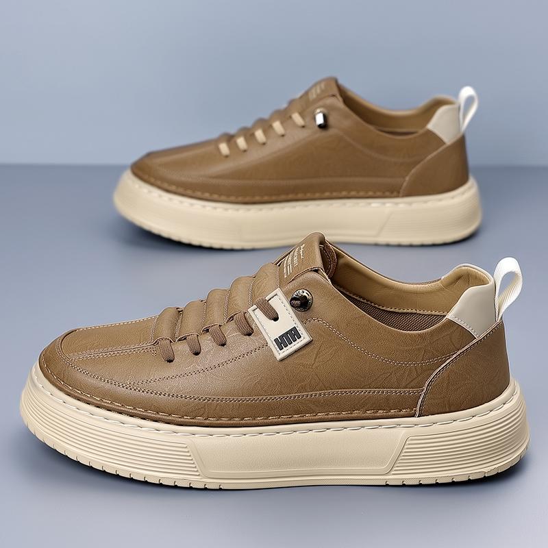 Fashion Fashion Brand Men's Leather Platform Casual Shoes Wear-resistant Thick Soled Men's Oxford Shoes Versatile Outdoor Hiking Shoes