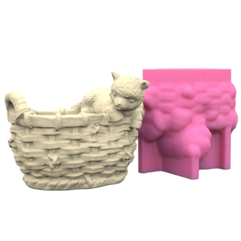 Durable Silicone Mold Alpacas Shape Basket Flower Pots Epoxy Molds Succulent Planter Pots Casting Mould Home Decorations